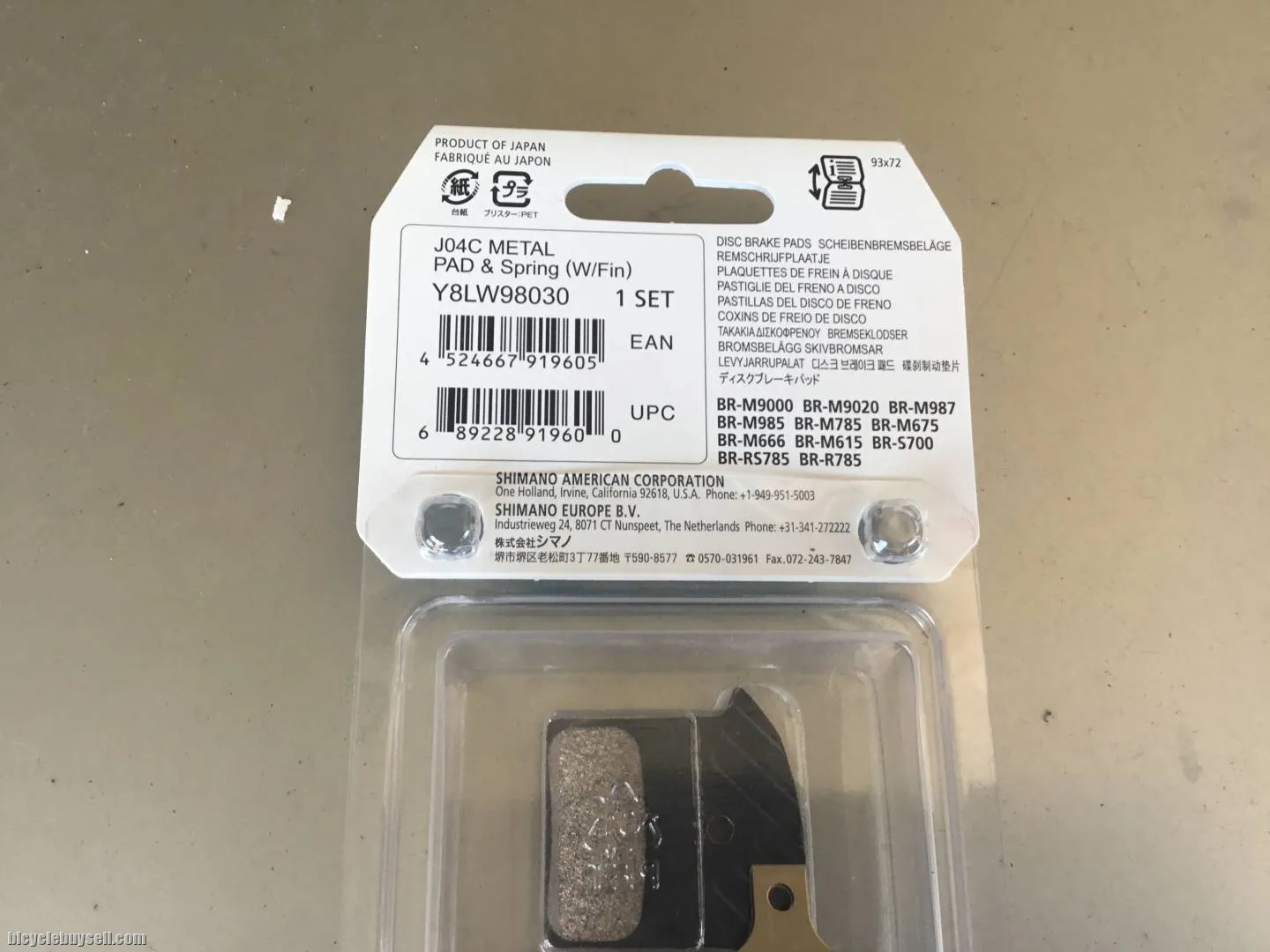 Shimano XT Metal Fin Pad J04C @ free pos