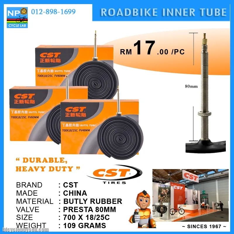 (NP CYCLE LAB KUCHING) CST ROADBIKE INNER TUBE 700X25C PRESTA SUPER HEAVY DUTY