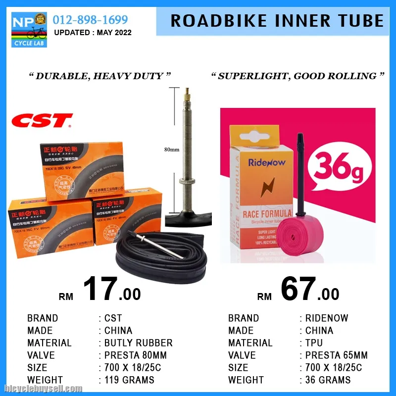 (NP CYCLE LAB KUCHING) CST ROADBIKE INNER TUBE 700X25C PRESTA SUPER HEAVY DUTY