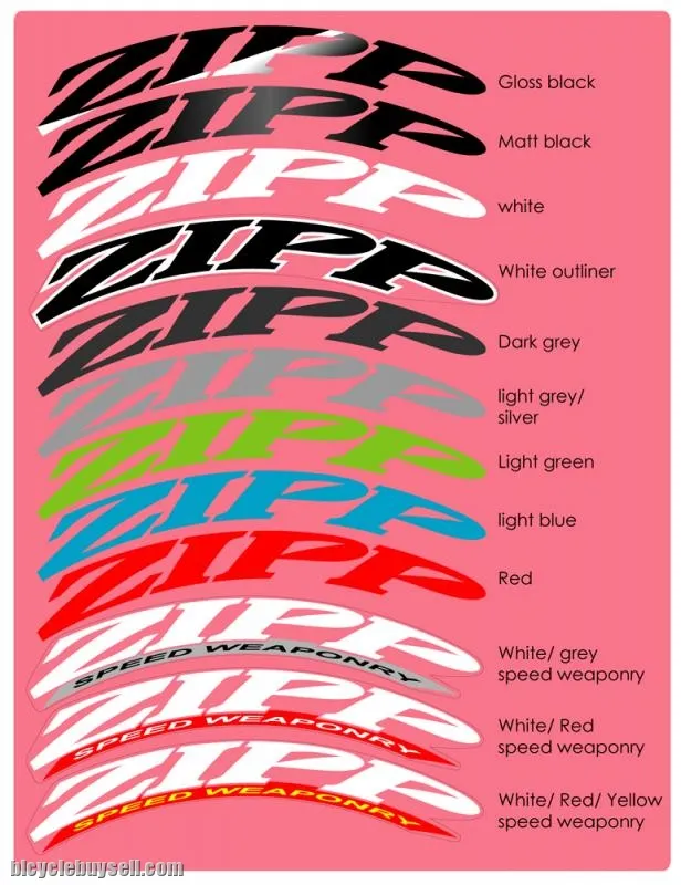 ZIPP wheelset decals