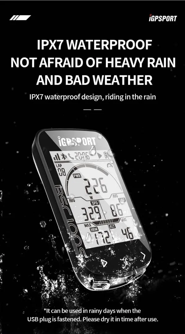IGPSPORT BCS100S Bike Computer BLE ANT+ 2.6 Inch IPX7 Type-C 40H Battery Life Auto Backlight GNSS St