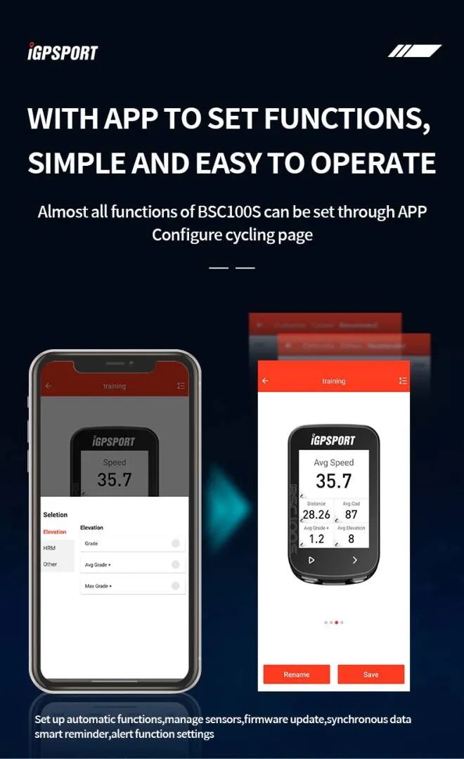 IGPSPORT BCS100S Bike Computer BLE ANT+ 2.6 Inch IPX7 Type-C 40H Battery Life Auto Backlight GNSS St