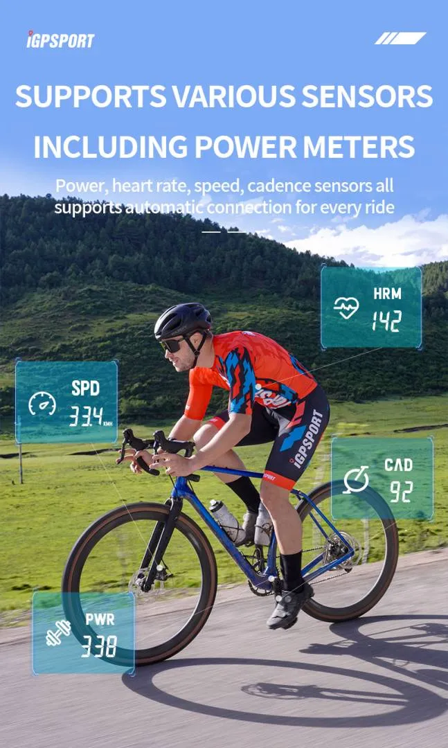 IGPSPORT BCS100S Bike Computer BLE ANT+ 2.6 Inch IPX7 Type-C 40H Battery Life Auto Backlight GNSS St