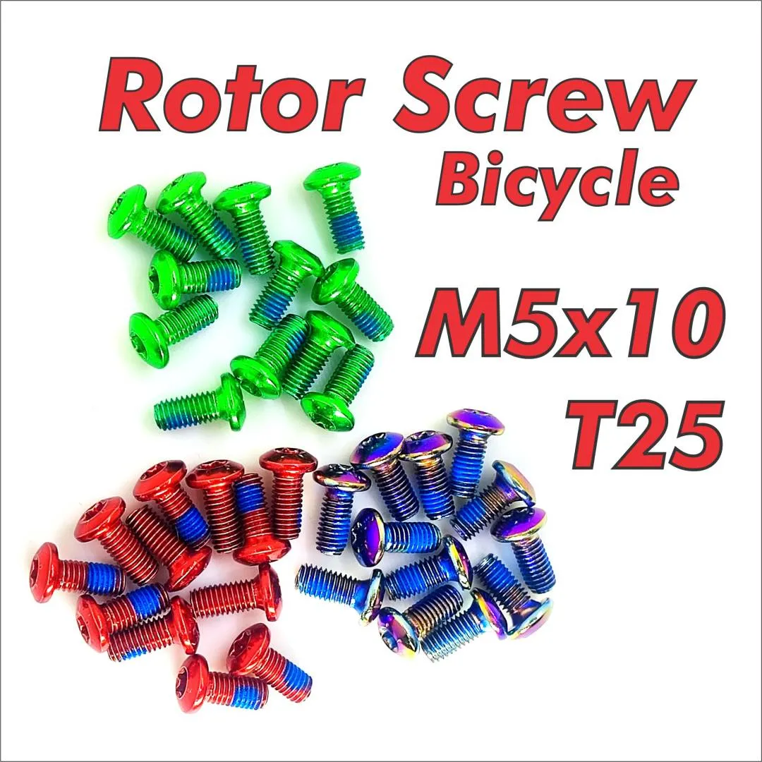12pcs Titanium Electrolated Bicycle Disc Rotor Bolt M5x10mm Disc Screw Cycling Disk Brake Rotor T25