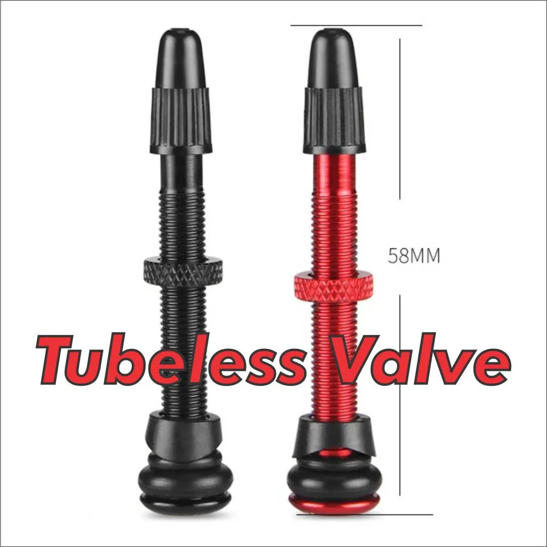 1pc Tubeless Presta Valve 58mm Black and Red MTB