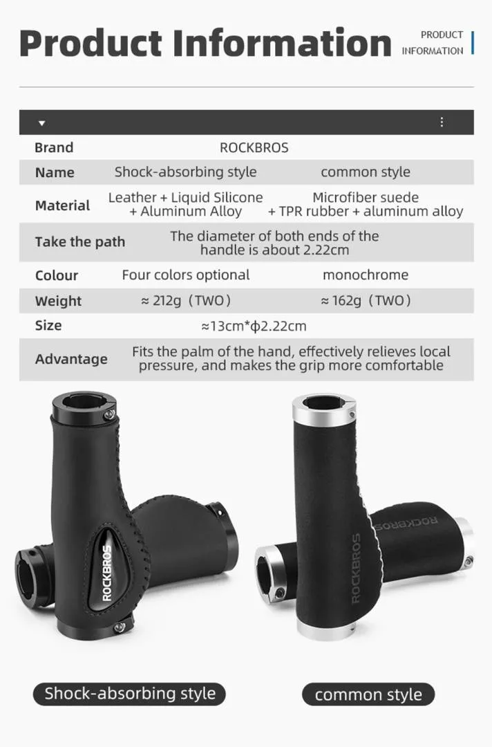 ROCKBROS Bike Handlebar Grips MTB Bar End Premium Quality
