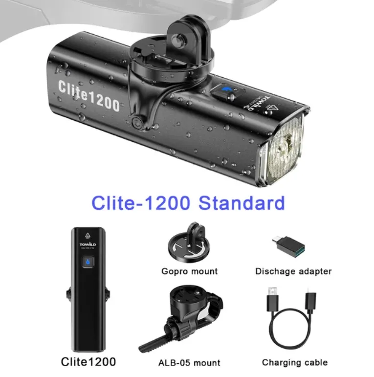 TOWILD CL1200 1200LM Bike Light Front Lamp USB Rechargeable LED 4000mAh Bicycle Light Waterproof