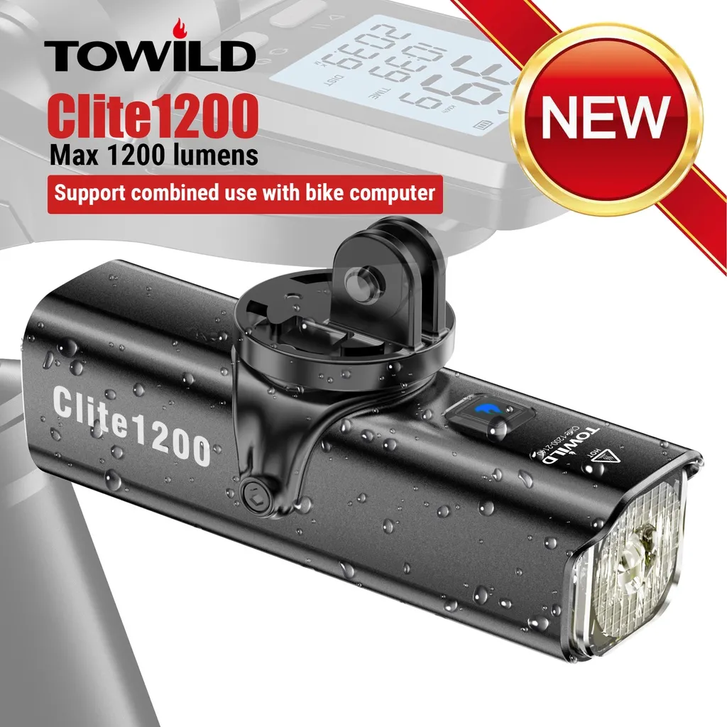 TOWILD CL1200 1200LM Bike Light Front Lamp USB Rechargeable LED 4000mAh Bicycle Light Waterproof