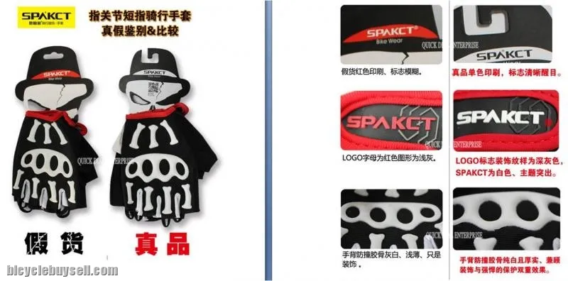 Original ~ Spakct skeleton style half fingers gloves for cycle