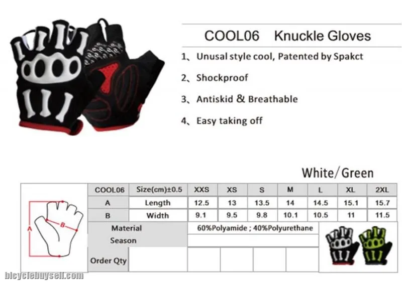 Original ~ Spakct skeleton style half fingers gloves for cycle