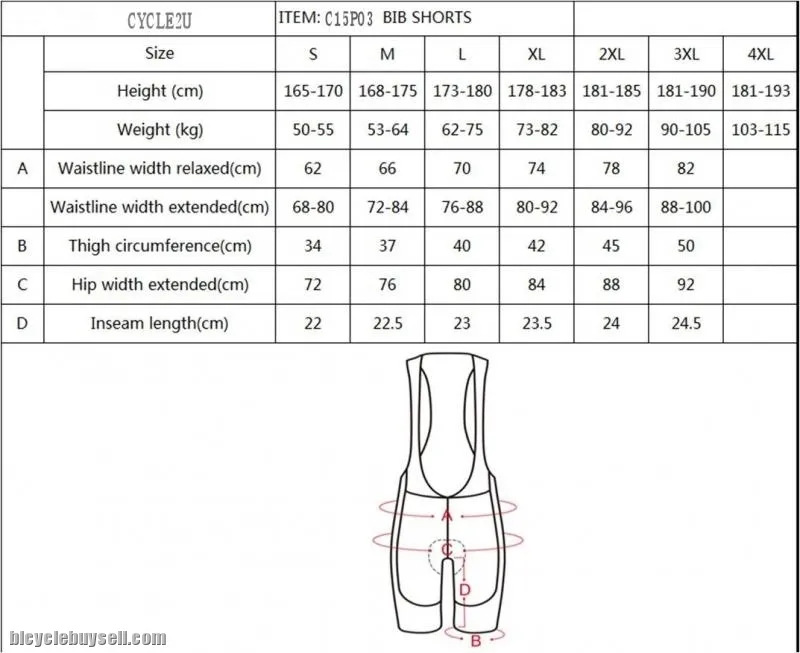 Orginal ~ CYCLE2U high Quality Man Gel Pad bib pants