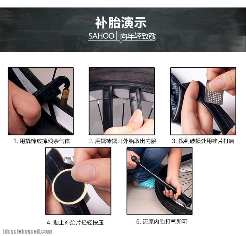 SAHOO Bike Tools Cycling Tyre Tire Repair Kit Complete Box