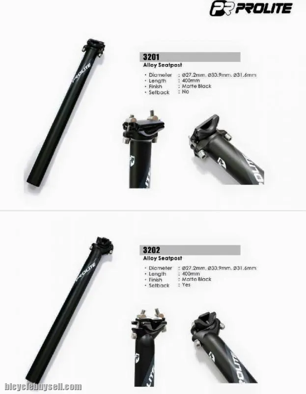 Prolite alloy seatpost 27.2,30.9 and 31.6 400mm with and without offset