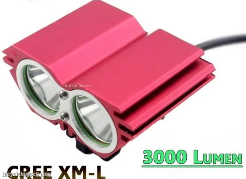 CREE XM-L 2*T6 LED Light for Bike 3000 Lumen