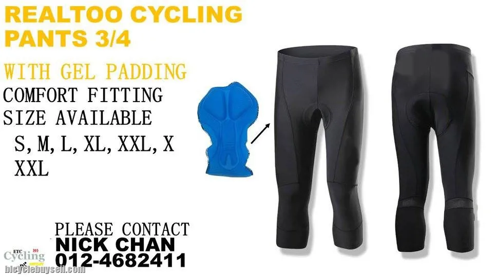 Realtoo Cycling 3/4 Pants (Gel Padding)