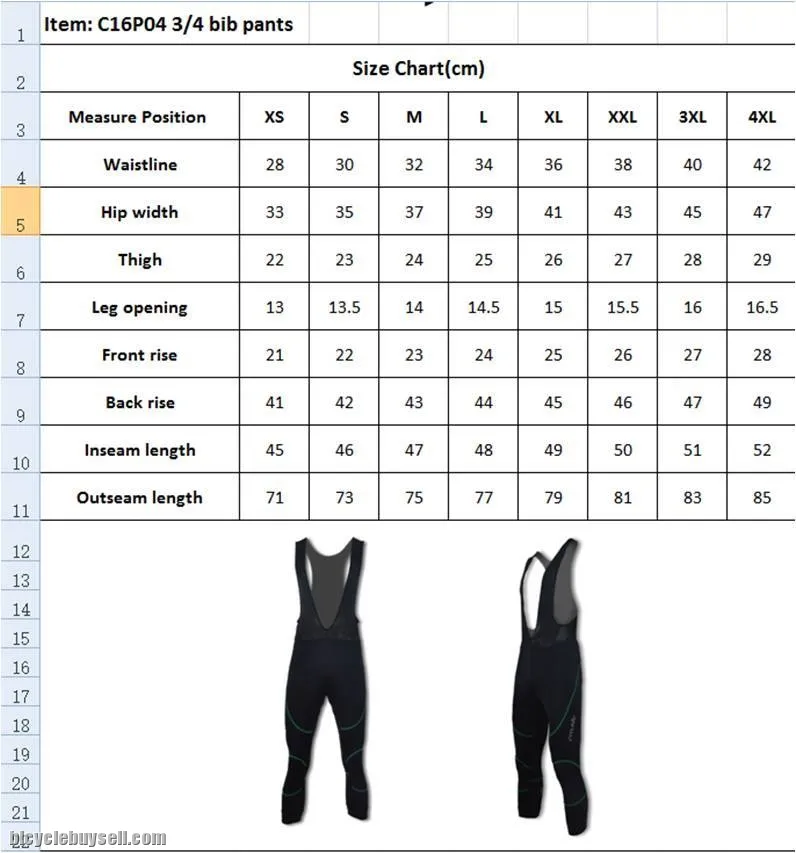 CYCLE2U ADVANCED TOP RANGE GEL MAN 3/4 BIB PANTS