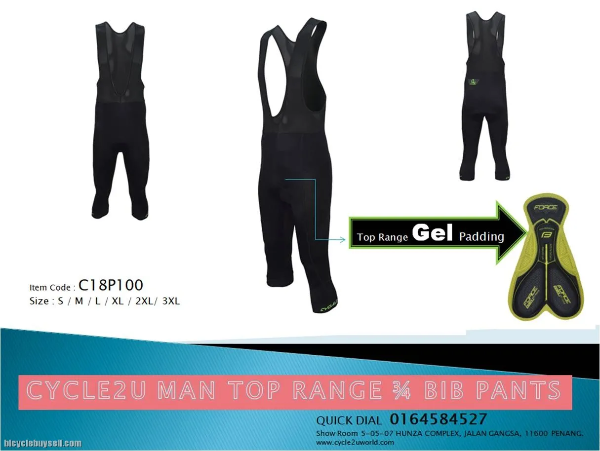 CYCLE2U ADVANCED TOP RANGE GEL MAN 3/4 BIB PANTS