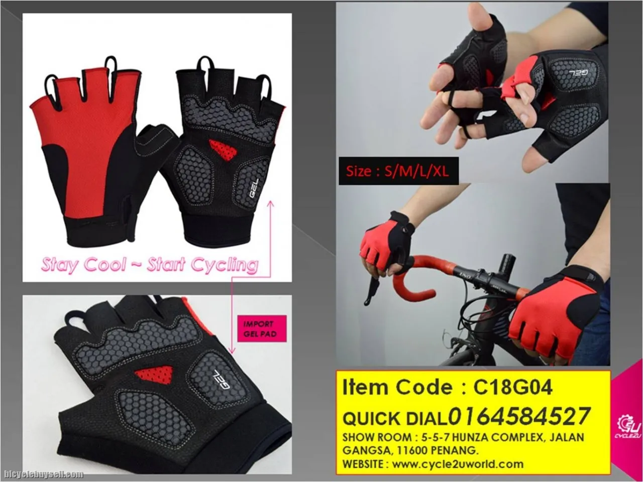 Cycle2u Cool Gel pad gloves pro cycling gloves