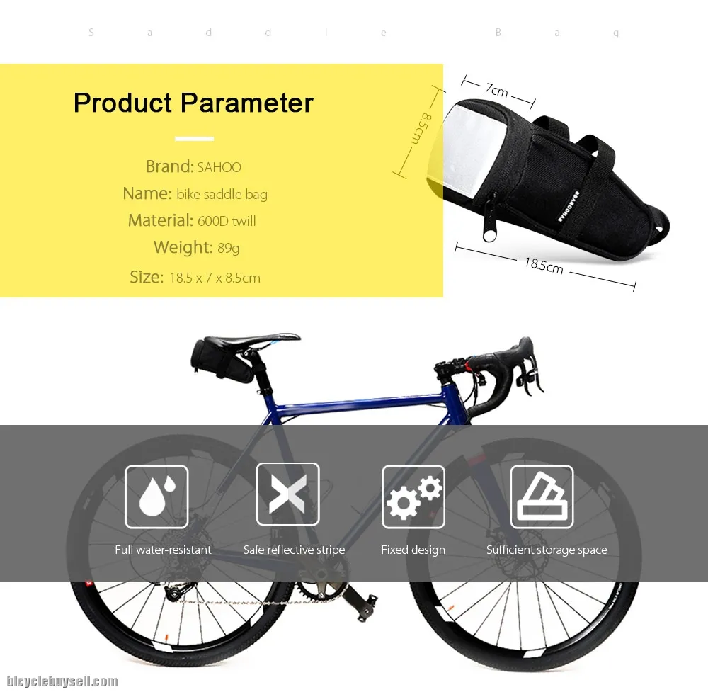 SAHOO Water-resistant  Reflective Coating Bike Saddle Bag
