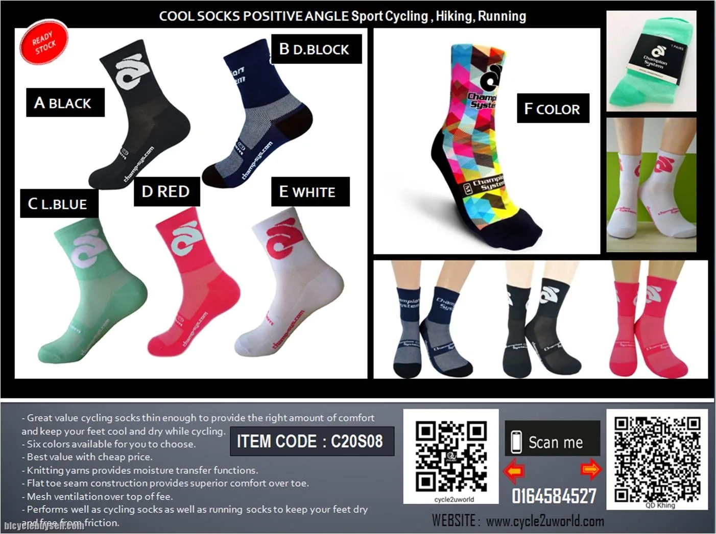 High Quality CYCLING SOCKS UNISEX SPORT SOCK CYCLING SOCK - CHAMPION SYSTEM