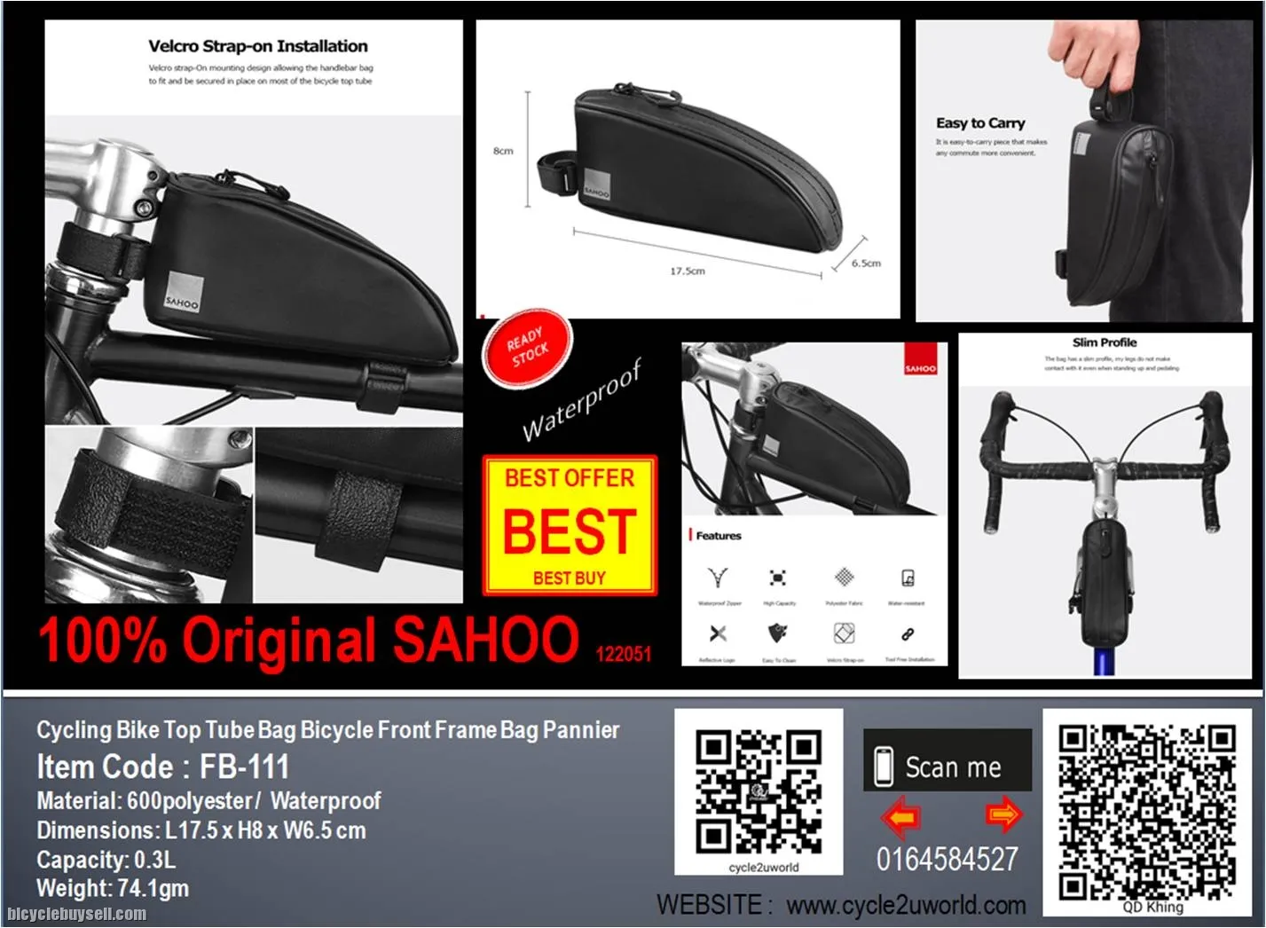 Sahoo Travel Series Top Tube Bag Bicycle