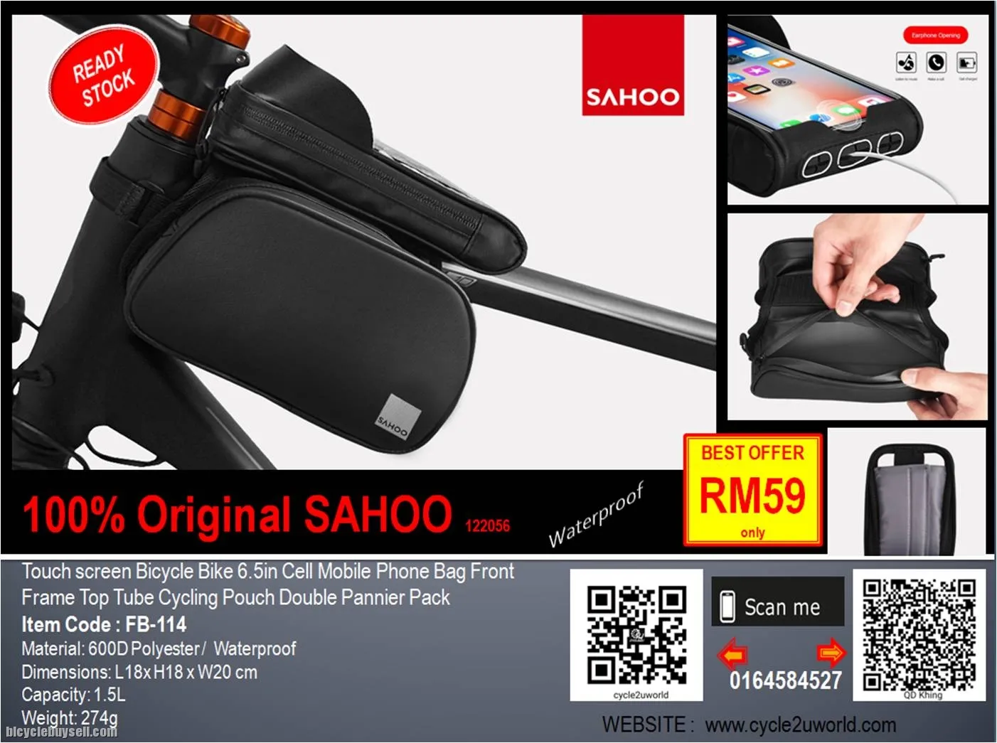 Original Sahoo Frame Bag ( WATERPROOF)