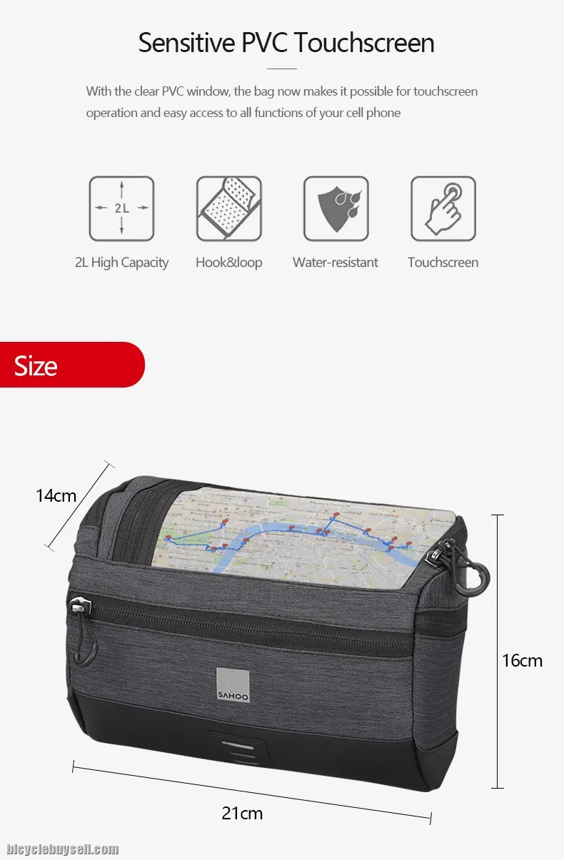 ORIGINAL SAHOO Water-resistant Touchscreen Handlebar Bag
