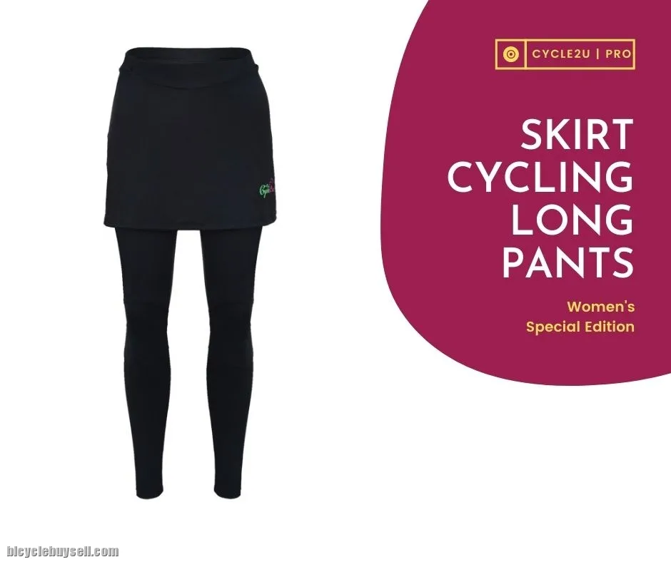 CYCLE2U Ladies Premier Quality Long Cycling Pants with Skirt