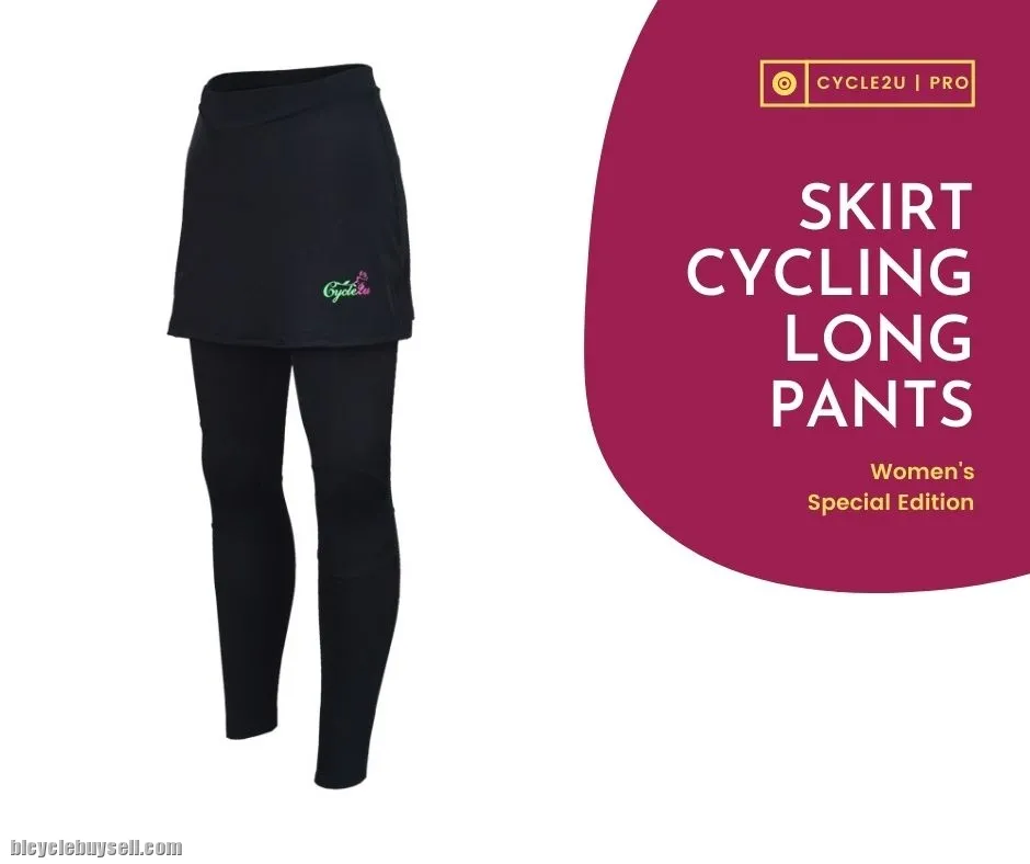 CYCLE2U Ladies Premier Quality Long Cycling Pants with Skirt