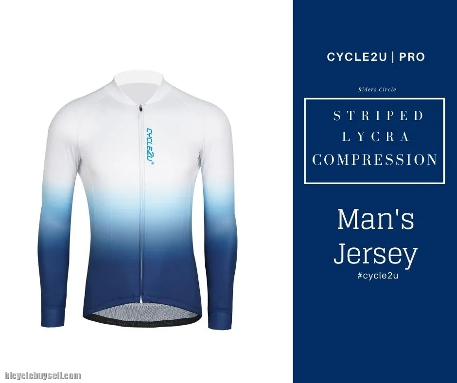 CYCLE2U STRIPED LYCRA COMPRESSION Man's Long Sleeve Cycling Jersey