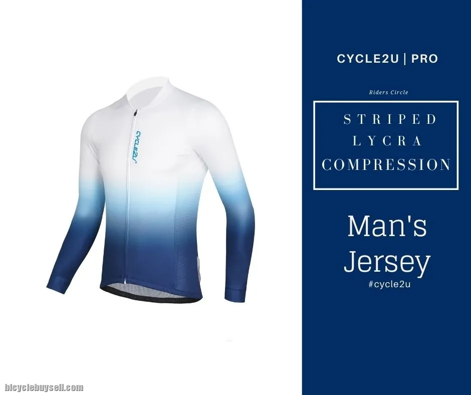 CYCLE2U STRIPED LYCRA COMPRESSION Man's Long Sleeve Cycling Jersey