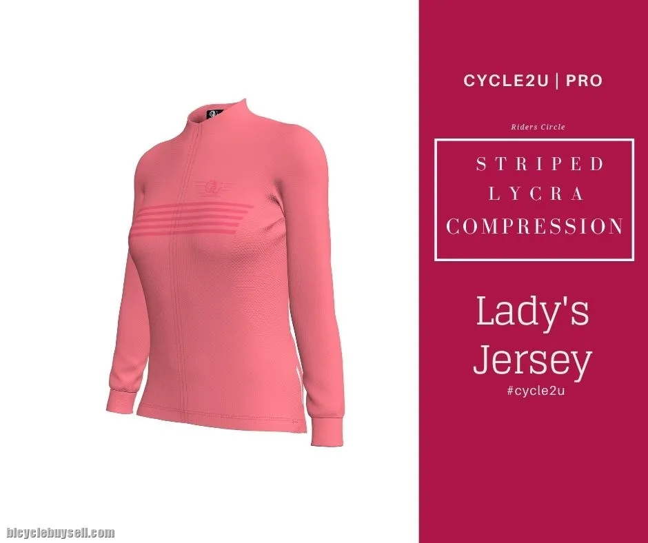 CYCLE2U STRIPED LYCRA COMPRESSION Lady's Long Sleeve Cycling Jersey
