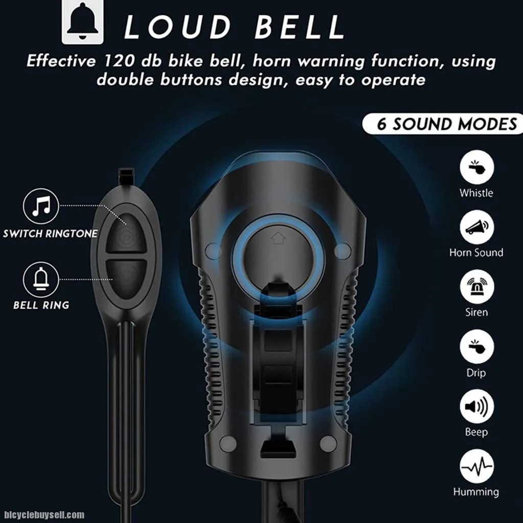 USB Rechargeable Bicycle Front Light Integrate Ultra Loud Electric Bicycle Horn &amp; Wireless meter