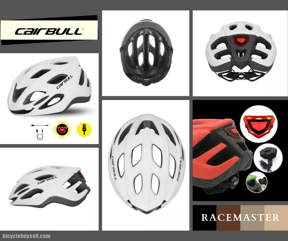 Cairbull RACEMASTER Aerodynamic Cycling Helmet With USB Rechargeable LED Back light