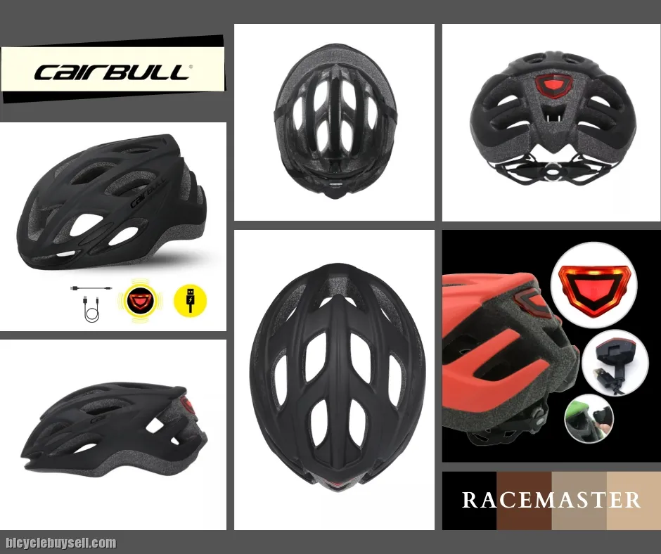 Cairbull RACEMASTER Aerodynamic Cycling Helmet With USB Rechargeable LED Back light