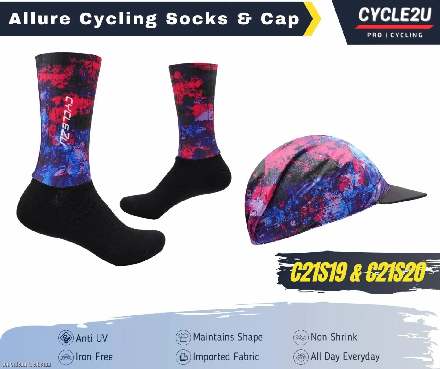 CYCLE2U Premium Quality Cycling Cap &amp; Socks