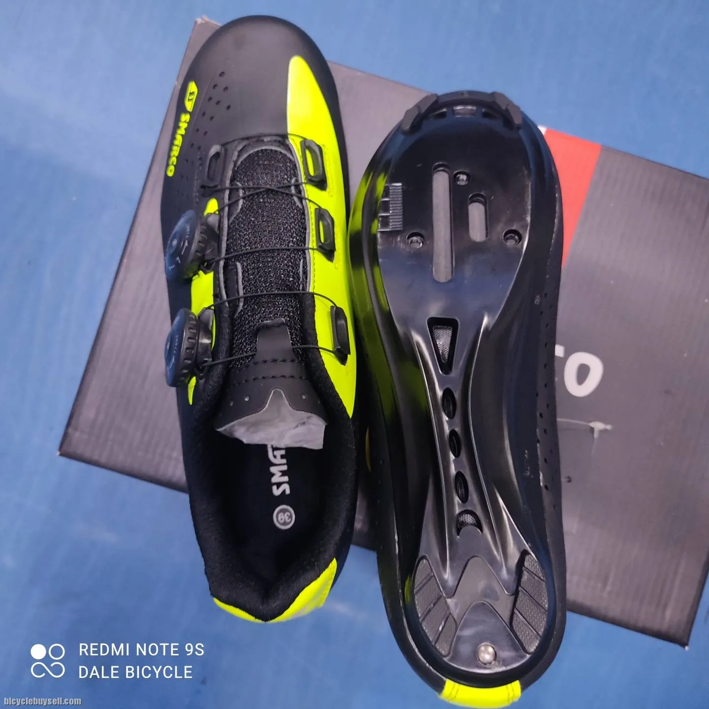 SMARCO ROAD CYCLING SHOES BLACK FLORO YELLOW SIZE 39