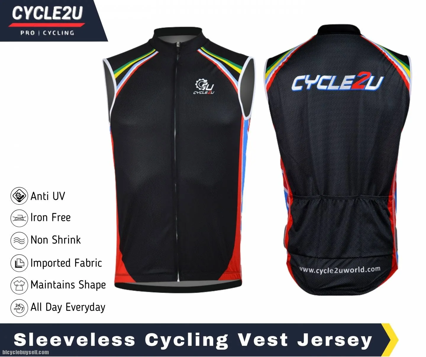 ðŸ”¥Ready StockðŸ”¥ CYCLE2U Cycling Jersey Sleeveless Cycling Vest Jersey