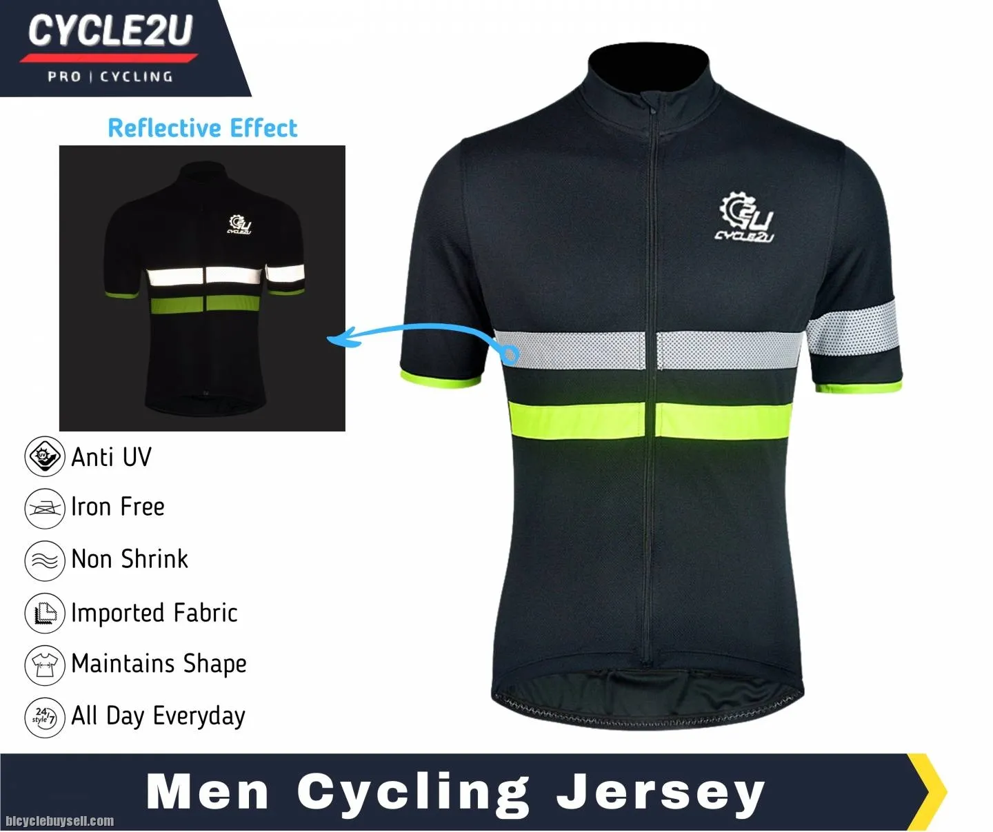 Original CYCLE2U Reflective Cycling Jersey Men