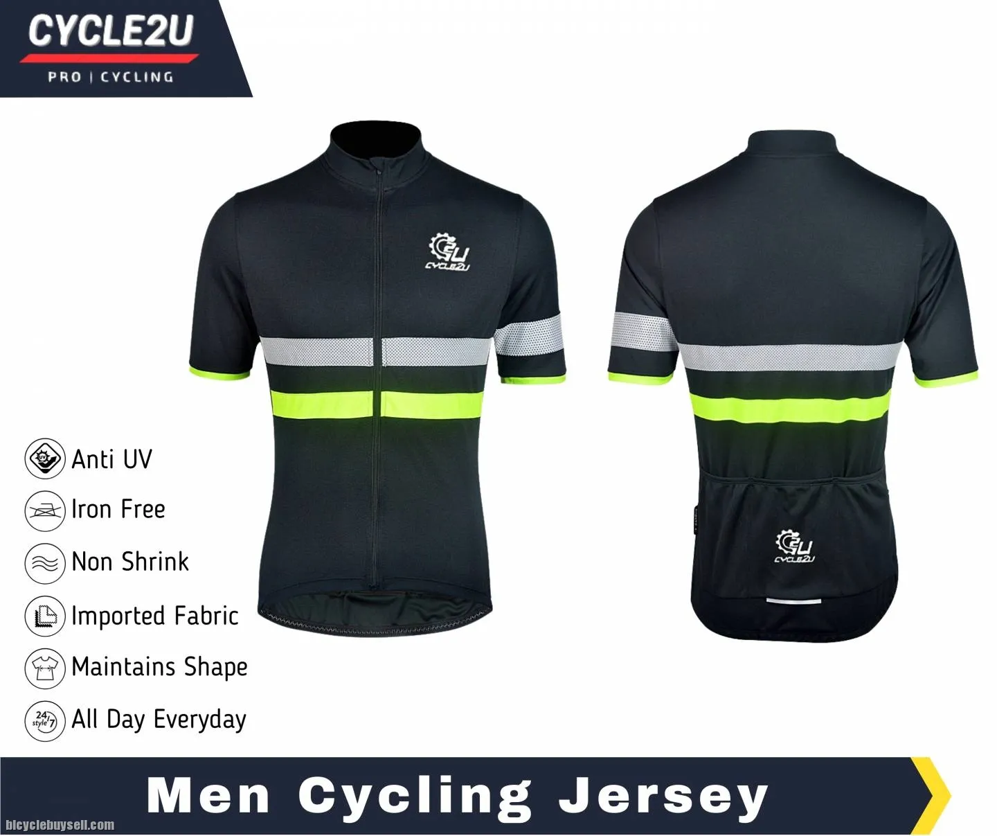 Original CYCLE2U Reflective Cycling Jersey Men