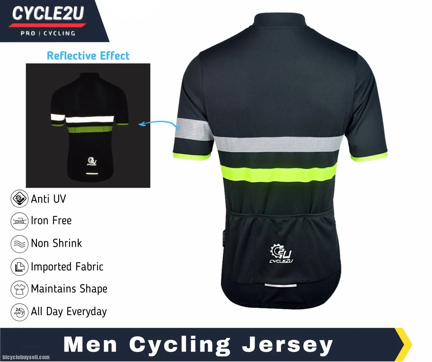 Original CYCLE2U Reflective Cycling Jersey Men