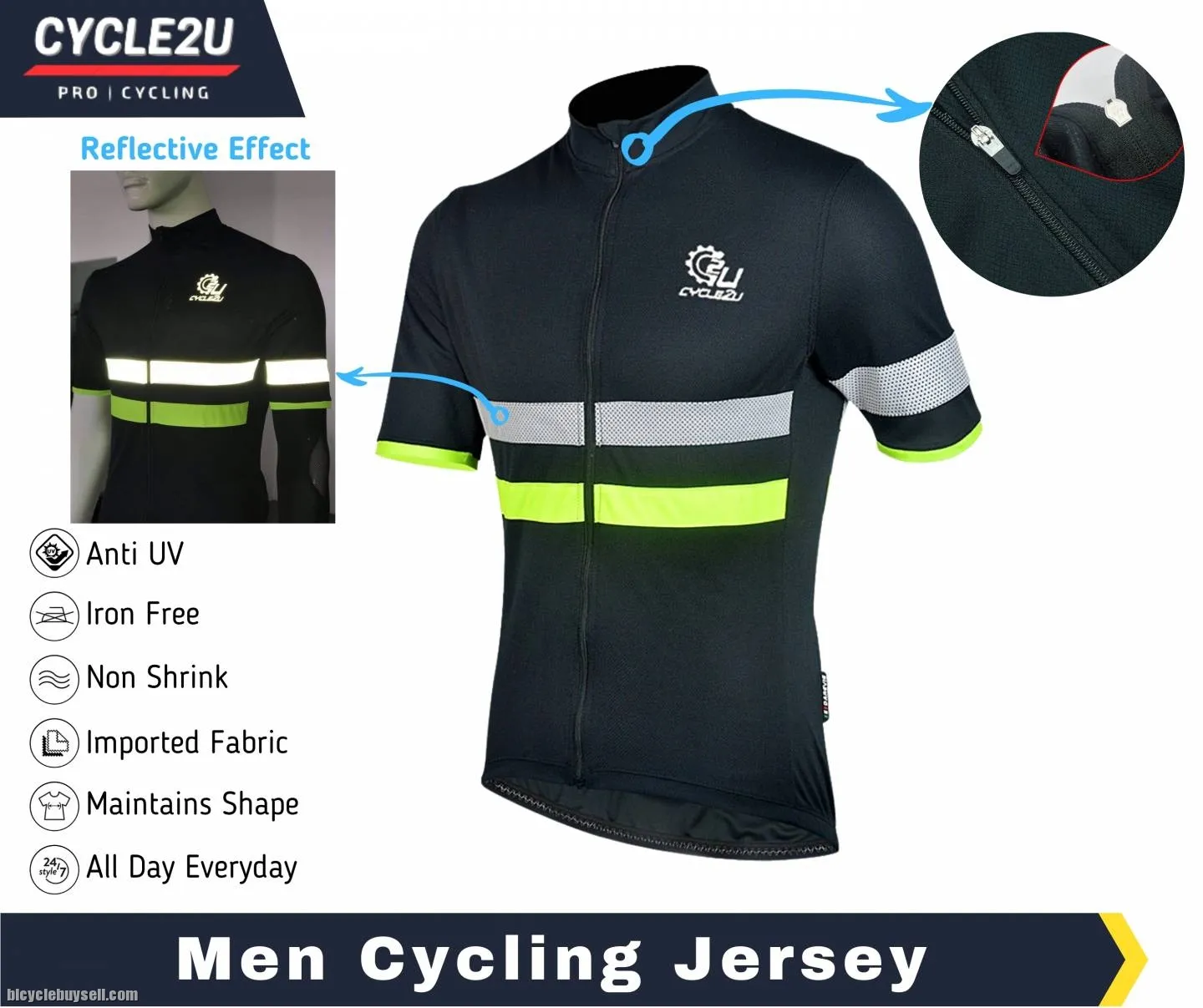 Original CYCLE2U Reflective Cycling Jersey Men