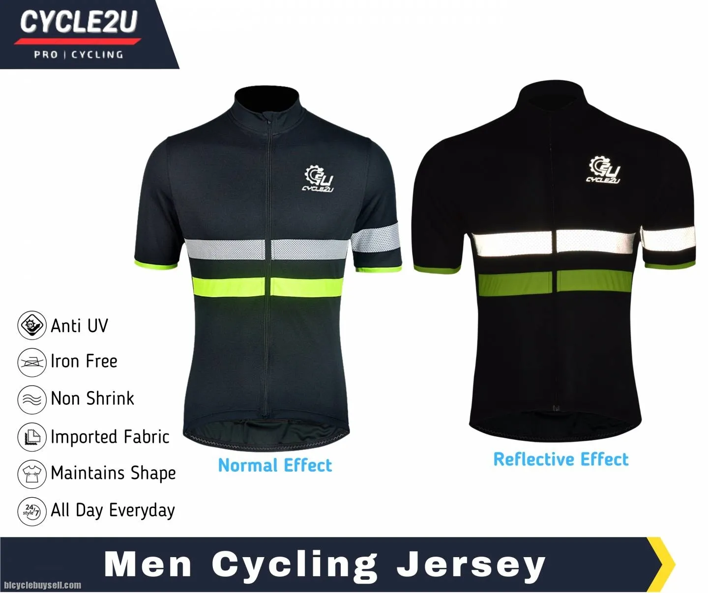 Original CYCLE2U Reflective Cycling Jersey Men