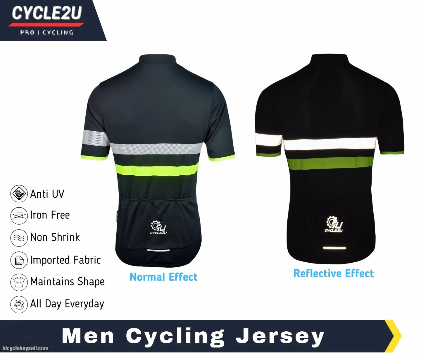 Original CYCLE2U Reflective Cycling Jersey Men