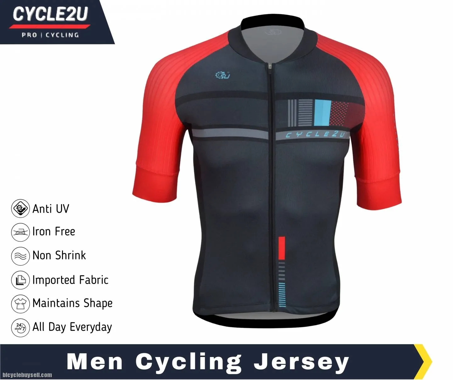 CYCLE2U PROFESSIONAL MAN'S SHORTS SLEEVE CYCLING JERSEY