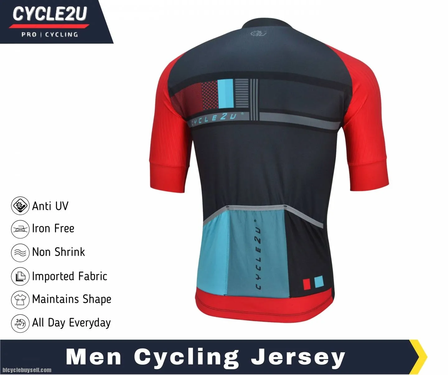 CYCLE2U PROFESSIONAL MAN'S SHORTS SLEEVE CYCLING JERSEY