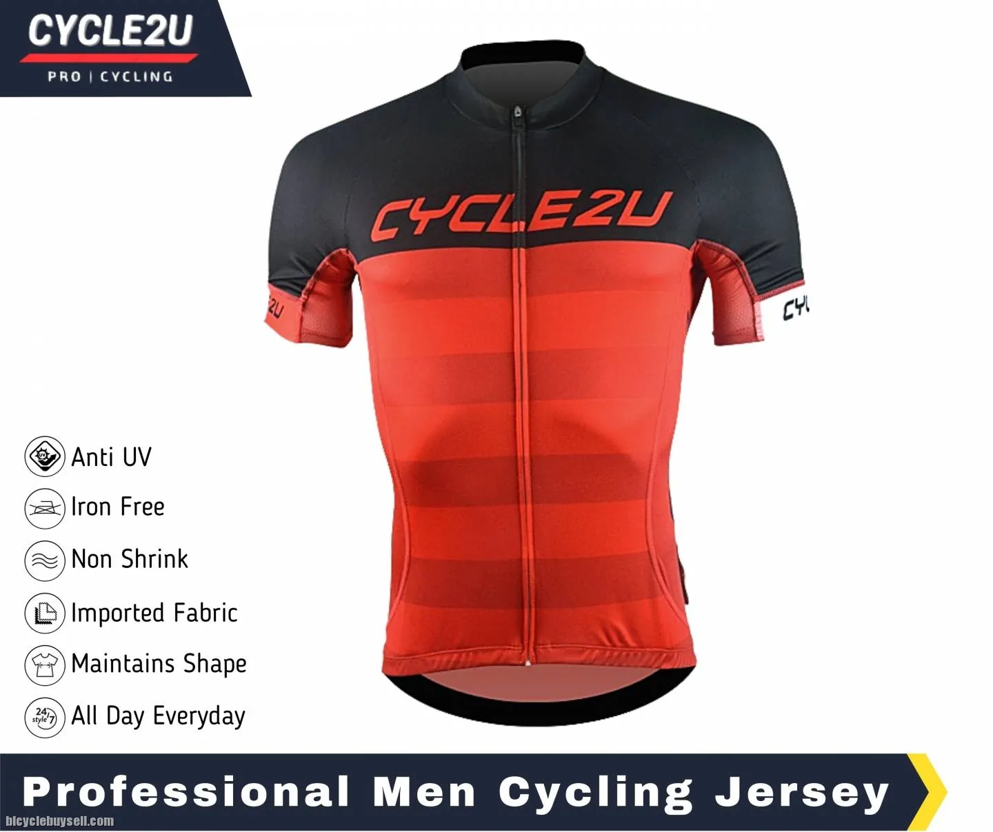 CYCLE2U Premium Quality Man's Shorts Sleeve Cycling Jersey