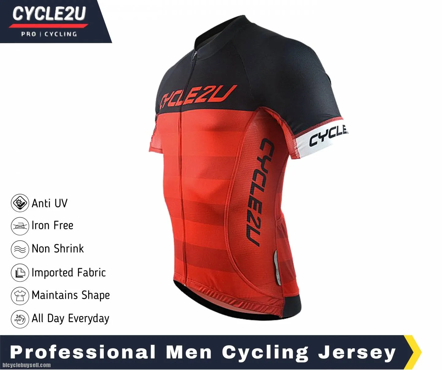 CYCLE2U Premium Quality Man's Shorts Sleeve Cycling Jersey