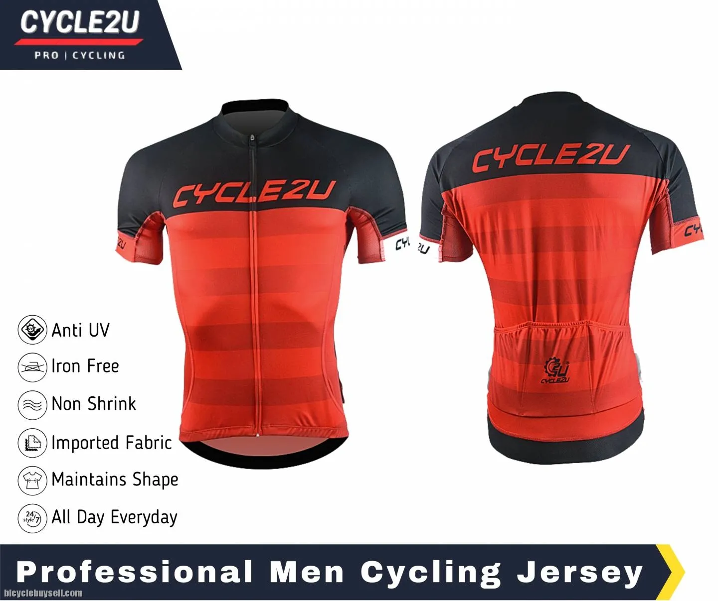 CYCLE2U Premium Quality Man's Shorts Sleeve Cycling Jersey
