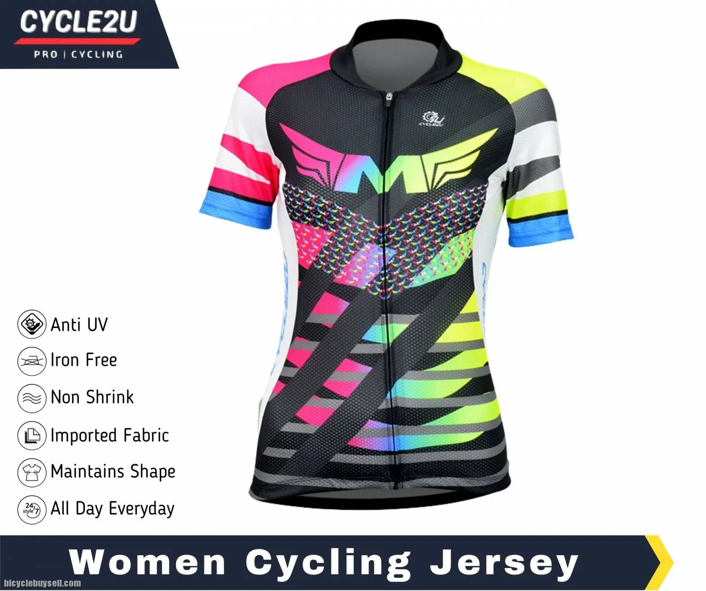 CYCLE2U Lady''s Flouresence Short Sleeve Cycling Jersey